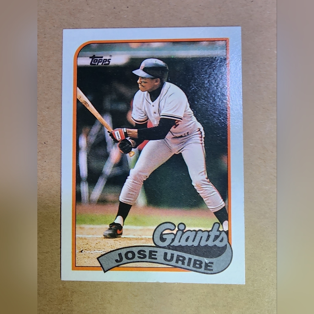 1989 JOSE URIBE Card Giants #753 Topps Baseball -RARE PRINTING ERRORS-